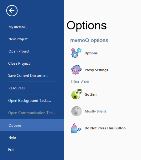 Options in memoQ 2015