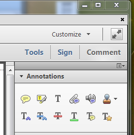 Acrobat's "Comments" panel