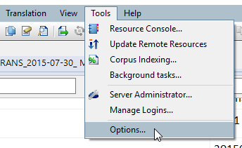 accessing memoQ's Tools menu